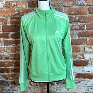 Adidas 3 Stripes Zip Up Jacket Lime Grn/wht NWT M